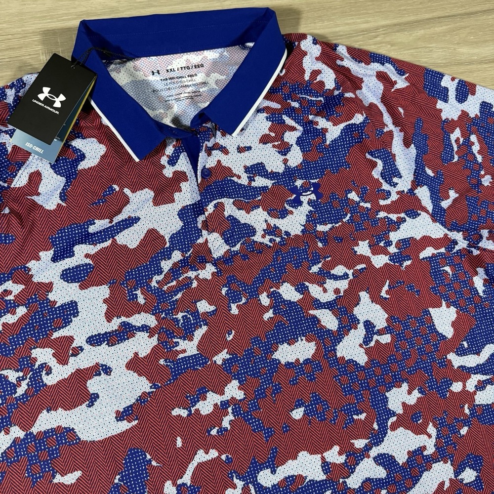 UNDER ARMOUR THE ISO CHILL‎ GOLF POLO SHIRT SIZE 2XL MEN NWT Camo Multicolor AOP
